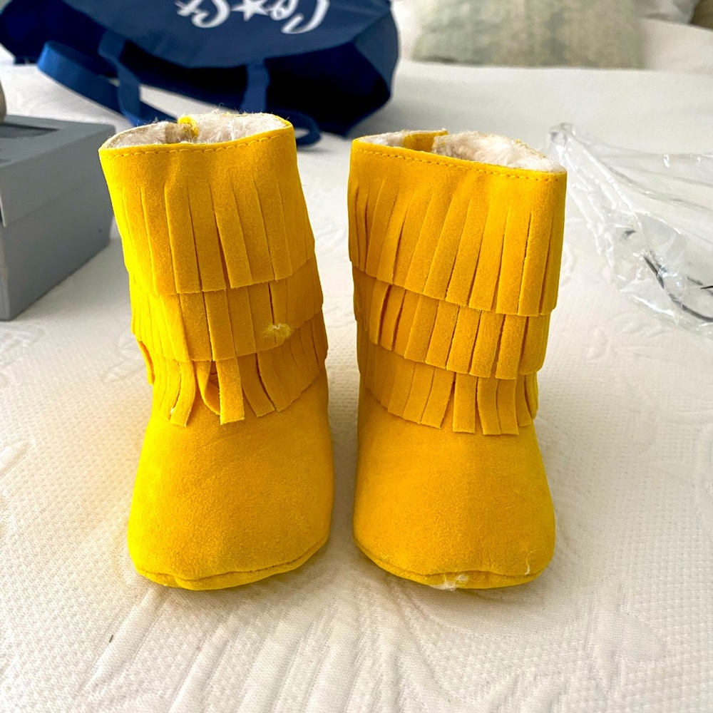Baby stylish yellow fringe boots!